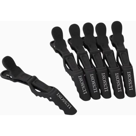 Lussoni - Pinzas de cocodrilo para peluquería, 6 unidades.