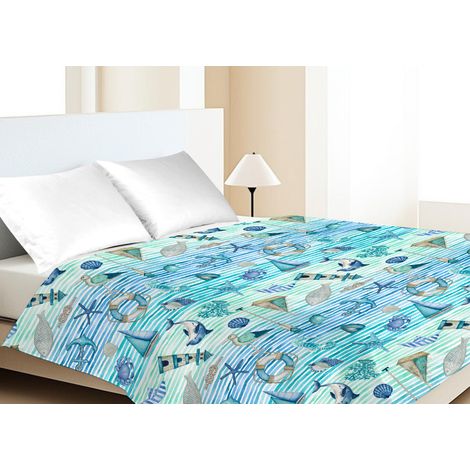 Copriletto Piquet Primavera Estate 100% Cotone Disegno Mare 25GI, misuraSingolocoloreMare 25GI (1/5)