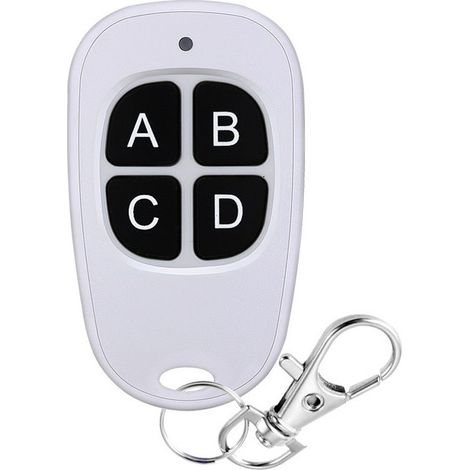 Télécommande sans fil 433 MHz à 4 boutons – Compatible avec portails, barrières électriques et portes de garage – Télécommande ovale à copie facile – Blanc