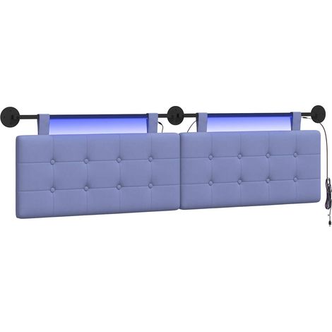 Maison Exclusive - Tête de lit suspendue Avec lumière LED Bleu denim Tissu (1/5)