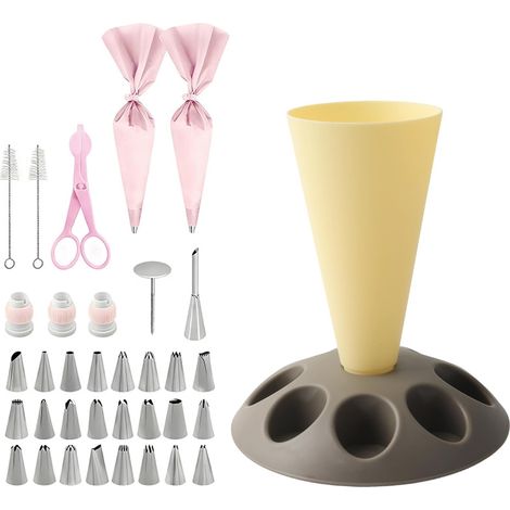 Support Poche À Douille 8 Sans BPA Kit Décoration Gâteau Cupcake 36 Pièces (1/5)