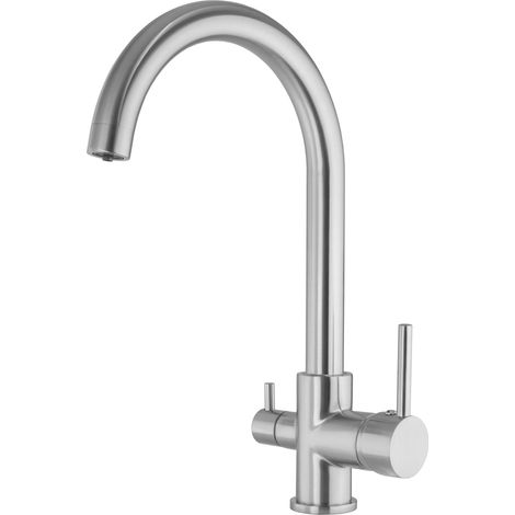 Grifo de cocina acero cepillado redondo osmosis Amazonas de Valaz (1/2)