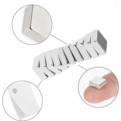 VURAHOME - Puissant Aimant Néodyme Super Fort Pour Bricolage Pour Panneaux Mur, Réfrigérateur, Tableau Blanc - Aimant Neodyme Carré De 10X10X4Mm (20Pcs)
