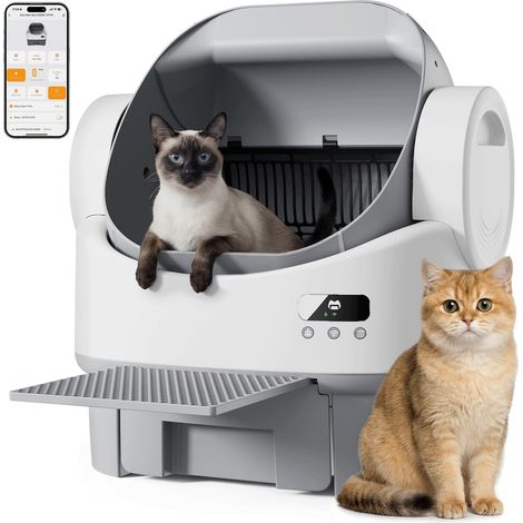 Litiere pour Chat Autonettoyante 6 Capteurs de Sécurité Litière Autonettoyante Automatique Design XXL Semi-Ouvert Contrôle APP Litière Automatique pour Chat avec Marchepied (1/5)