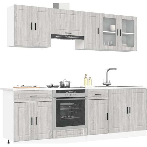 Mueble cocina Kalmar gris 8 pzas madera contrachapada