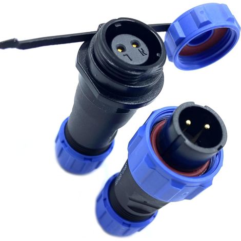 Connecteur Aviation Plug SP13 2 broches, IP68 2 broches sans soudure, prise d'aviation étanche et anti-poussière pour lampes extérieures, utilise 250 V 13 A (câble 14 AWG à sertir) (1/5)
