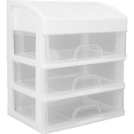 Organisateur de maquillage à 3 tiroirs, tiroirs de rangement anti-poussière transparents (1/5)