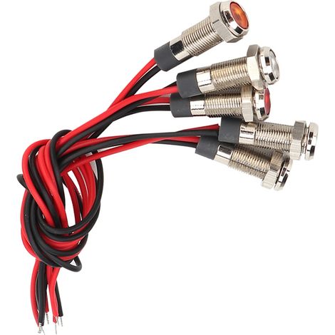 5 LED-Lampen, IP66, 6 mm LED wasserdichte Metall-Warnleuchte mit 1 Schließerkabel (DC1224V) (1/5)