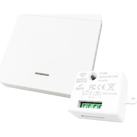 Interrupteur Sans fil 240V 433MHz, Kit Interrupteur d’éclairage avec Émetteur RF et Récepteur 10A, Télécommande Sans Fil pour Lampes Jusqu’à 1500W, Portée 50m, Installation Facile Sans Câblage (1/5)