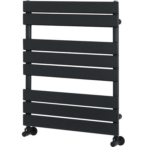 Milano Lustro Matte Black Flat Panel Heated Towel Rail Radiator - 825mm x 600mm (1/4)