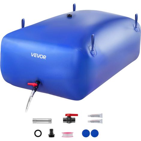 VEVOR ​Vejiga del Almacenamiento de Agua con Válvula 540 L, Bolsa de Agua de PVC Doble Capa 1000D, Portátil y Plegable, Resistente a Fugas, para Autocaravanas, Camiones, Uso en Exteriores, Azul