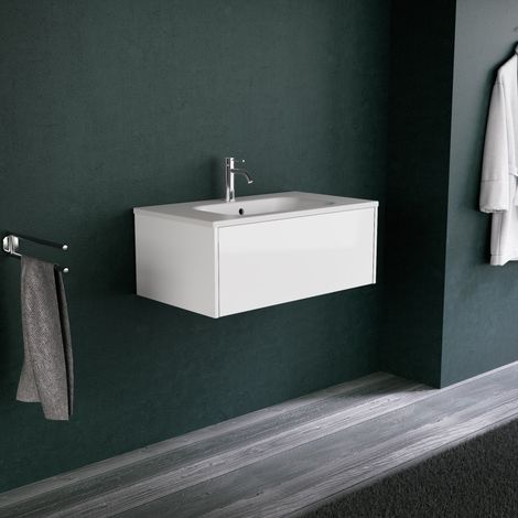 Inda - Meuble de salle de bain 1 tiroir L.80 avec vasque mat / (1/5)