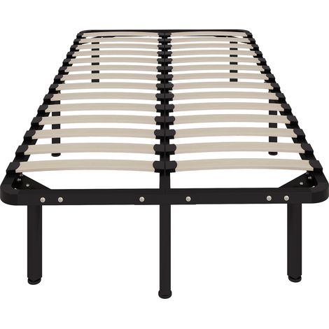 Struttura letto singolo 90x190 cm con 28 doghe, rete letto singolo in legno con struttura in acciaio e vano contenitore inferiore, per camera da letto, facile da montare, altezza 31 cm, nero.