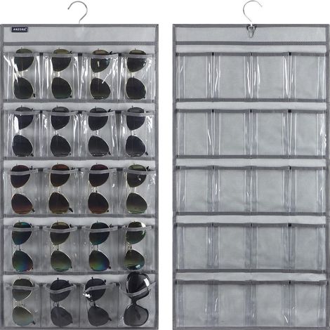 Porte-Lunettes Murale - Organiseur Double Face avec 40 Fentes Transparentes - Tissu Non Tissé Épais 90 g - Dimensions 80 x 41 cm - 1 Pièce (1/5)