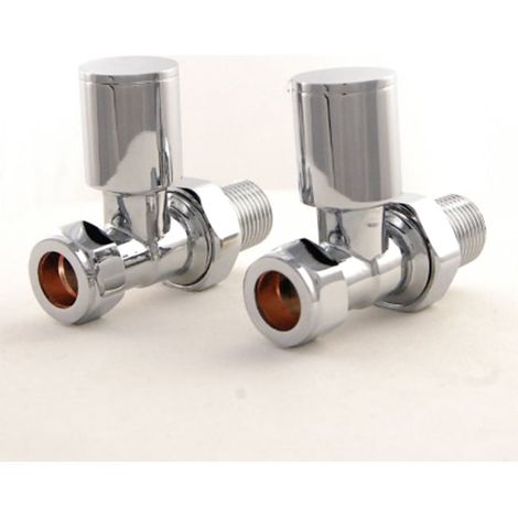 West Apex Straight Manual Radiator Valves Pair - Chrome (1/4)