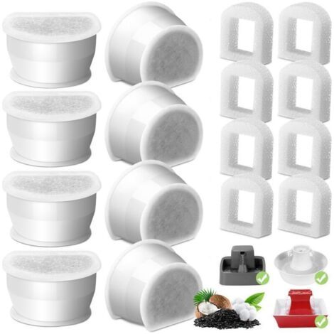 BARKBUSTERS Lot de 24 Préfiltres en Mousse et Filtre à Carbone Compatible avec PetSafe Drinkwell Fountain INOX 360 Avalon Pagoda Seascape et Sedona Fontaines, Filtre pour Fontaine à Eau Chat Chien (1/4)