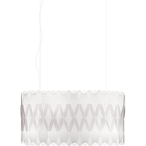 Lampadario Moderno Ovale Amanda Polilux ® Bianco E Metallo Cromo 3 Luci E27 (1/2)