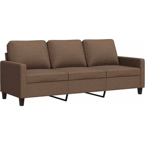 Divano a 3 Posti Sofa Marrone 180 cm in Tessuto (1/5)