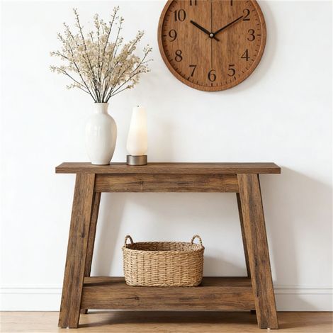 Console de style campagnard de 105 cm avec 2 niveaux de rangement, table d'appoint étroite pour canapé, mobilier de cuisine et de salon de style champêtre (1/5)