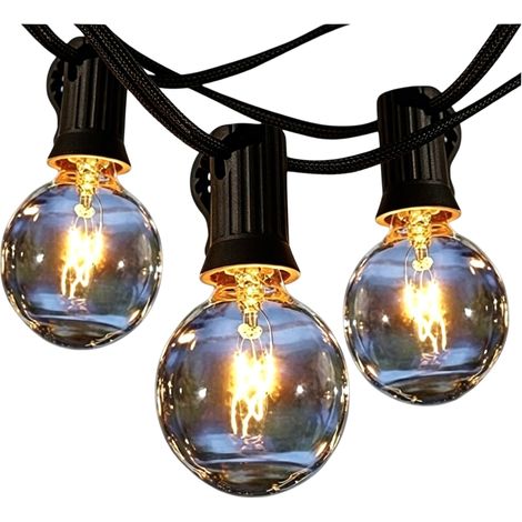 Guirlande Lumineuse Exterieur G40 25 Ampoules IP65 7.62m Guinguette Raccordable avec 2 Rechange pour Mariage Jardin Balcons Fête Terrasse