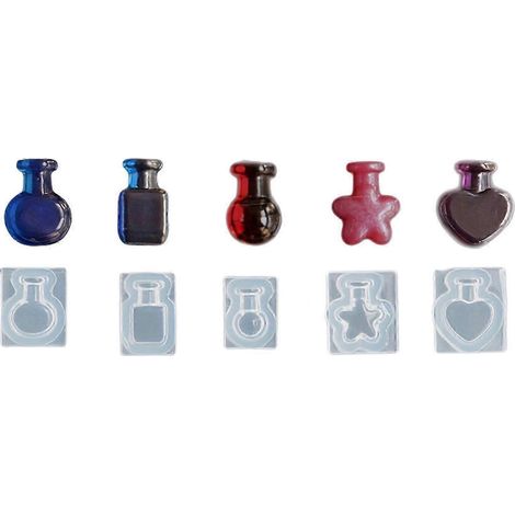 Moule en silicone pour mini-bouteilles, compatible avec les bouteilles en résine, les talons hauts, les pots à pain, les bijoux, les breloques et les décorations en fondant. Démoulage facile. (1/5)