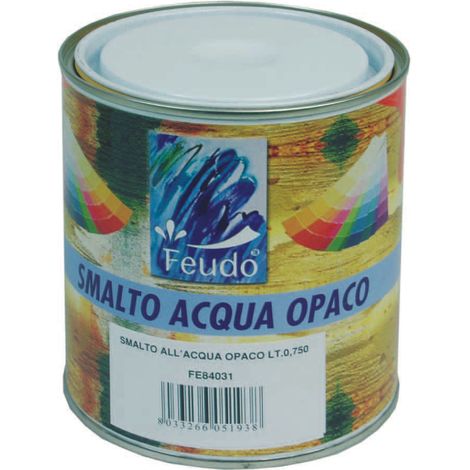 SMALTO ALL'ACQUA OPACO IN BARATTOLO (WASSER LACK LUX)- - ml.750 bianco opaco - 6 pezzi FEUDO