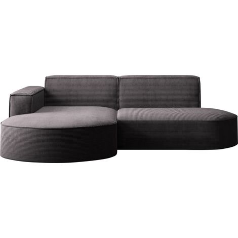 Ecksofa Designer MODENA STUDIO stoff Dicker cord Poso Dunkelgrau Links (1/5)