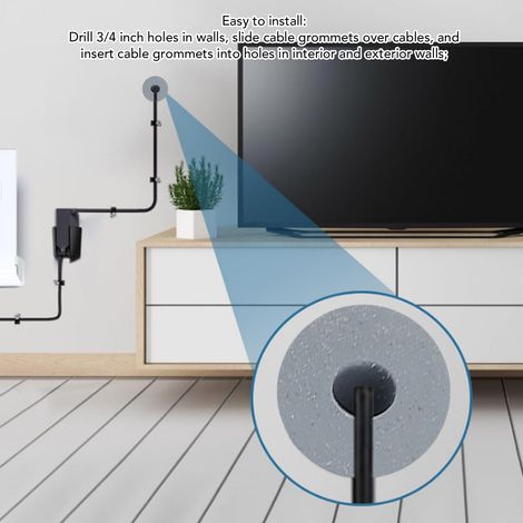 Ortviai Gaine de passage murale en caoutchouc pour câble satellite, diamètre intérieur 7 mm, gris, lot de 6 (1/4)