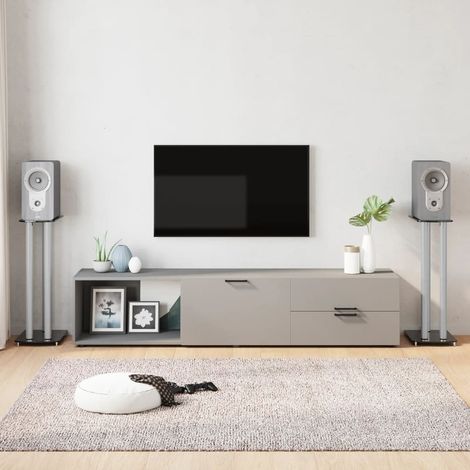 vidaXL Pedane Casse 2pz Nero Argento Vetro Temperato Design 3
