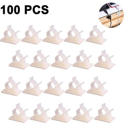 Clips De Câbles Support De Câble Auto-Adhésifs Vielzwecke De Câbles Cable Organizer, Set De 100 Pièces Réglable Presse-Étoupes Réglable Adhésif En Nylon Fil De Bornes (1/5)