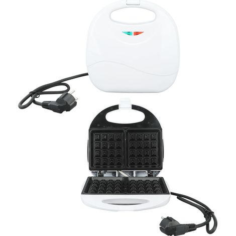 Gaufrier 750 W Mini en alliage d'aluminium avec plaque antiadhésive pour petit-déjeuner et en-cas, prise UE 220 V