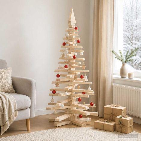vidaXL Árbol de Navidad de madera KOTKA 150 cm Madera de Pino Maciza (1/5)