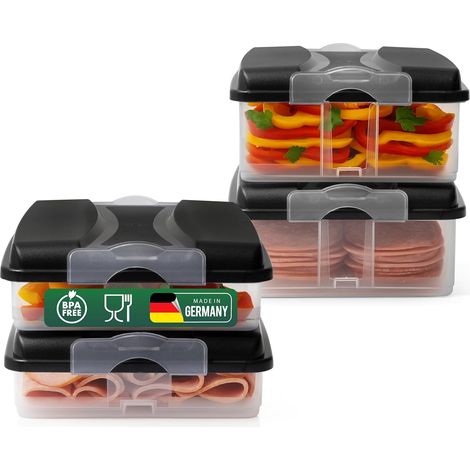 Boîtes de conservation alimentaire Novaliv (2x petites + 2x grandes + 4x couvercles), empilables pour réfrigérateur et congélateur, ensemble de boîtes