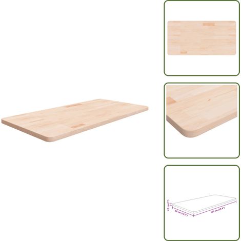 Comptoir de salle de bain 100x50x2,5 cm Bois massif non traité - Comptoir Salle De Bain - Plan De Travail - Bois Chêne Massif - Meuble Salle De Bain - Rénovation Cuisine (1/5)