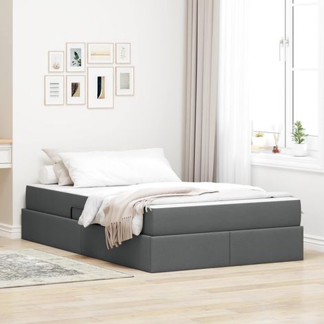 Aufbewahrungsbett mit Matratze Dunkelgrau 120 x 190 cm (1/5)