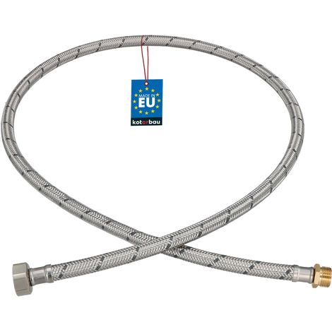 KOTARBAU® Flexible Robinet 1/2" x 3/8" - Flexible Eau - Tuyau Robinet 120 cm - Mâle x Femelle - Rallonge Robinet Cuisine Flexible - Acier Inoxydable - Tuyau Flexible Plomberie (1/4)