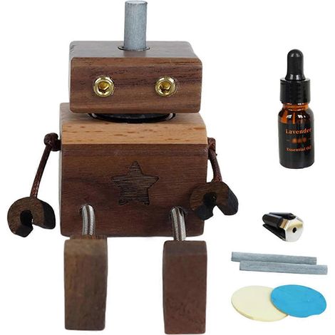 Vibrationsroboter aus Holz und Duftöl-Diffusor, oszillierendes Roboterauto, handgefertigte vibrierende Füße aus Holz, lustiges Armaturenbrett (1/5)
