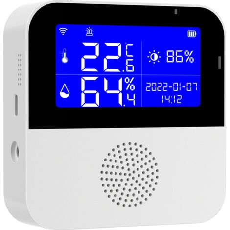 Thermomètre hygromètre Wi-Fi Tuya 2,9" – capteur température, alarme, affichage °C/°F et date, contrôle app, idéal maison (1/5)