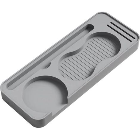 Protezione per piano di lavoro - Pressino per polvere - Tappetino per la preparazione del caffè - Silicone alimentare - 24 cm - Grigio (1/5)
