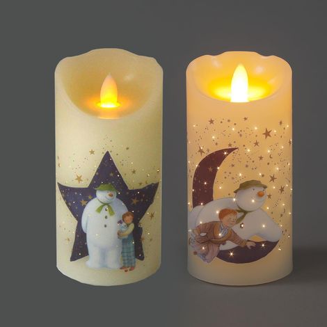 Pack Of 2 15cm Snowman, Snowdog & Billy Candle Christmas LED Light Up Decor False Light (1/4)