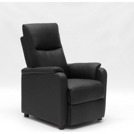 Sillón Relax Reclinable con Reposapiés de Cuero Polipiel Giulia - Negro