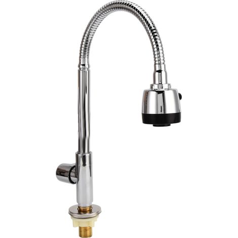 Robinet d'évier de cuisine pivotant à 360°, réglage du débit d'eau facile, installation facile, résistant à la rouille, douchette extractible, robinet vertical universel en cuivre (1/5)