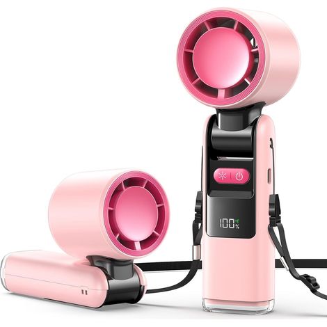 Mini ventilateur portable - Batterie 6000 mAh - 5 vitesses de ventilation - Affichage LED - Design pliable (1/5)