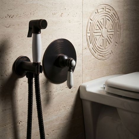 PaulGurkes Bidet encastré Nostalgie Noir WC-Douche