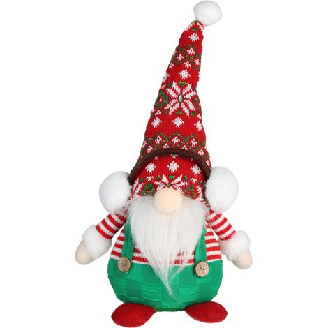 Figur eines sitzenden alten Mannes mit rot-grünem Bart (gestrickte Weihnachtsfigur), im Zwergen-/Elfenstil (1/2)