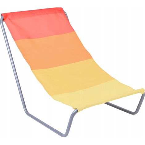 Tumbona plegable de playa OLEK - rayas naranjas