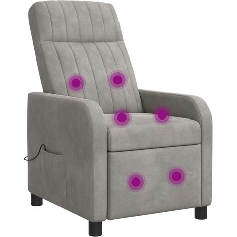 Massage Recliner Light Grey Velvet vidaXL