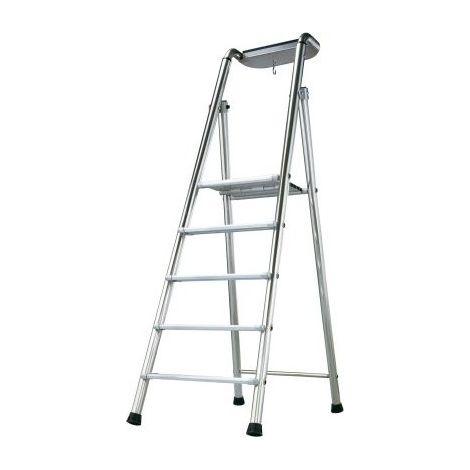 TUBESCA-Comabi - Escabeau aluminium grande plateforme Probat – 4 à 12 marches - Hauteur de plancher 1,67m (1/5)