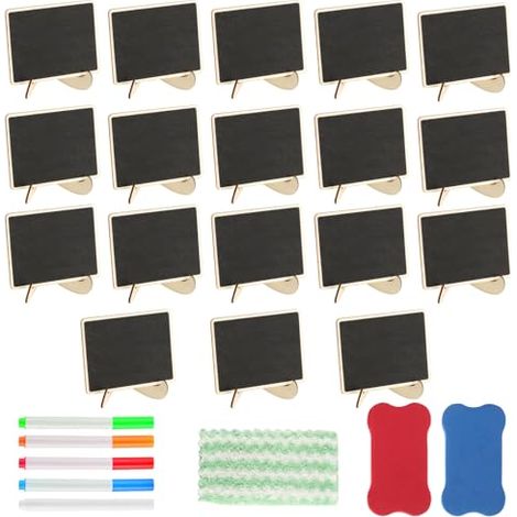18 pezzi Mini lavagna cancellabile, piccola lavagna Mini lavagna da tavolo, piccola lavagna in ardesia, mini lavagne, cavalletto in ardesia per buffet, feste, matrimoni, pasticceria (99x74 mm) (1/5)
