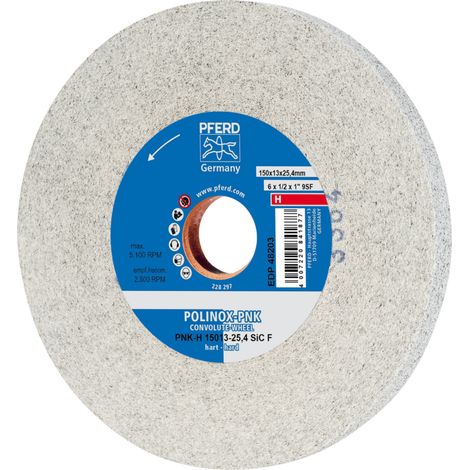 PFERD TOOLS POLINOX Gewickeltes Vlies-Rad PNK Ø 150x13 mm Bohrung-Ø 25,4 mm Hart SIC Fein für Finish